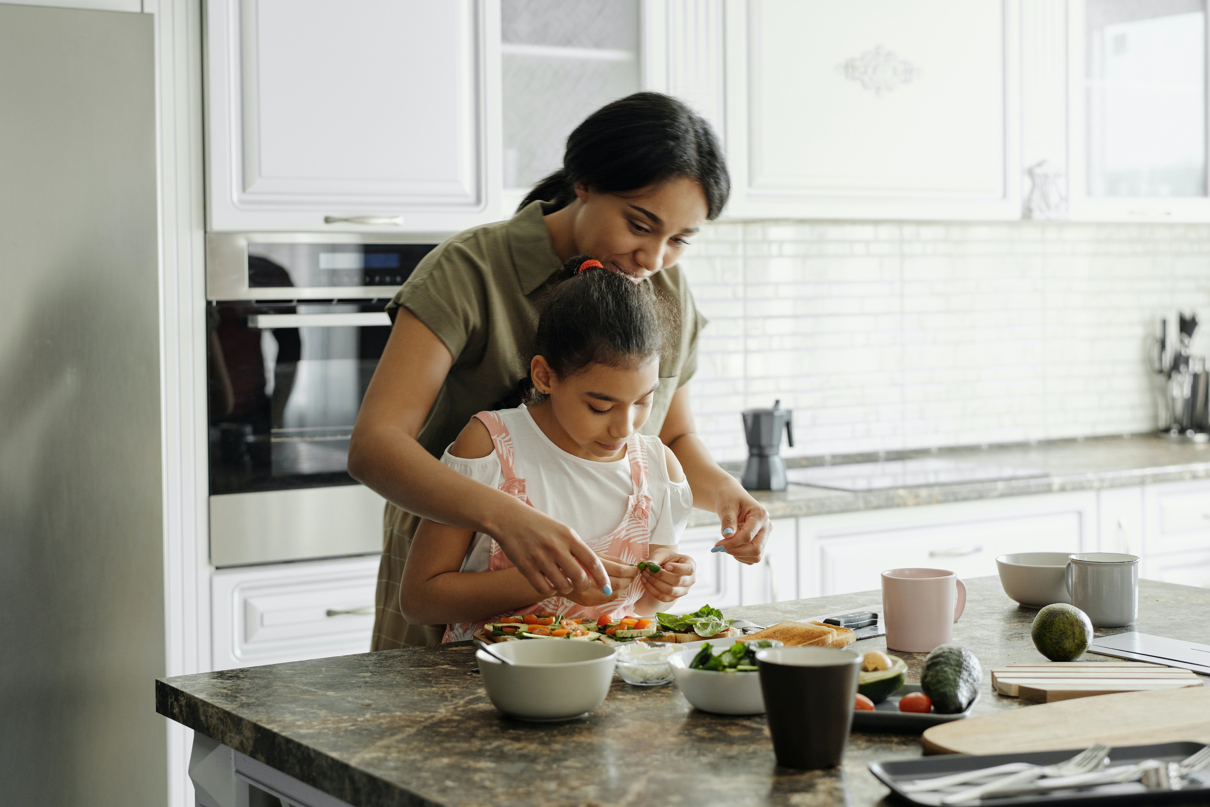 Family cooking together